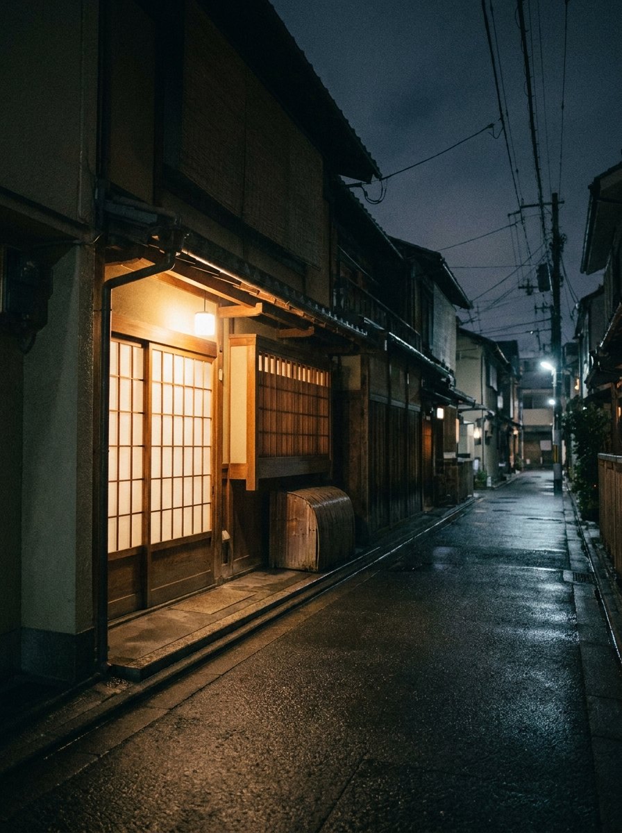 small inn at night